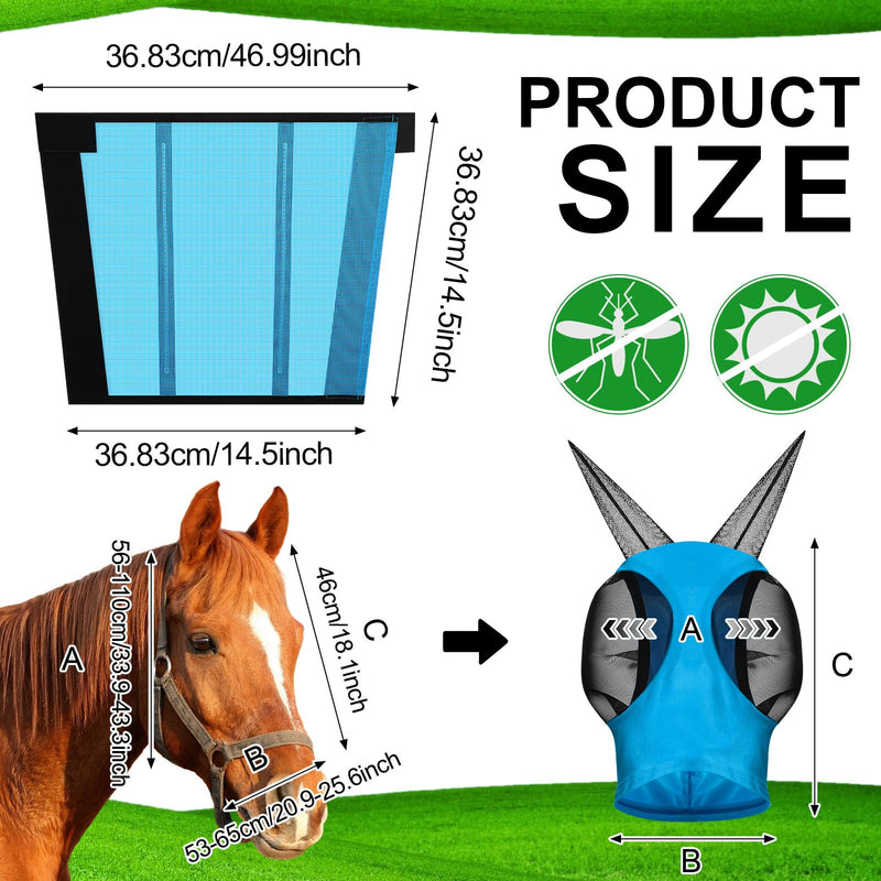 10 Pcs Horse Supplies 8 Pcs Mesh Fly Boots and 2 Pcs Horses Fly Masks with Ears Set Protective Breathable Mesh Horse Leggings for Preventing Painful Fly Bites, UV, Stomping, Leg Fatigue, Blue - BeesActive Australia