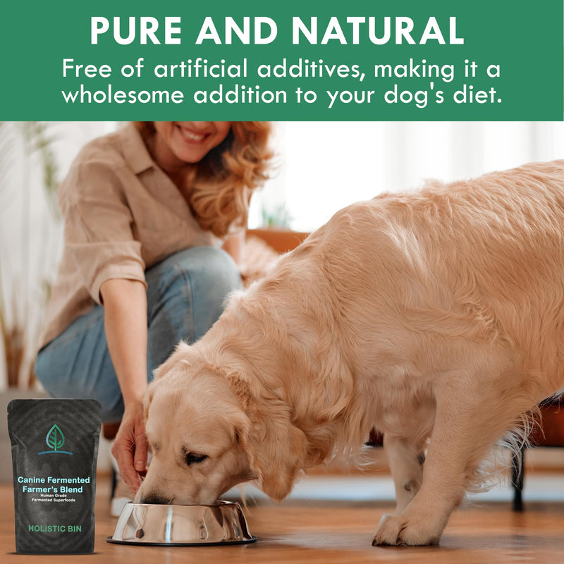 Canine Fermented Farm Supplement by Holistic Bin - Multivitamin Powder with Digestive Enzymes, Fermented Spinach, Pumpkin, Blueberry, Beets, & Turmeric - Dog Vitamins for Overall Health - 50g Powder Fermented Blend - PawsPlanet Australia
