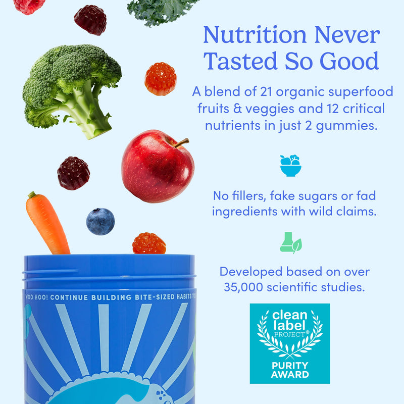 FIRST DAY Vitamins for Teens - Teen Multi Vitamins for Girls & Boys 12-17, Organic Fruit & Veggie Blend - 12 Key Nutrients: Vitamins A, B1, B2, B6, B9, B12, C, D3, E, K2-30 Day Supply 60 (Pack Size 1)