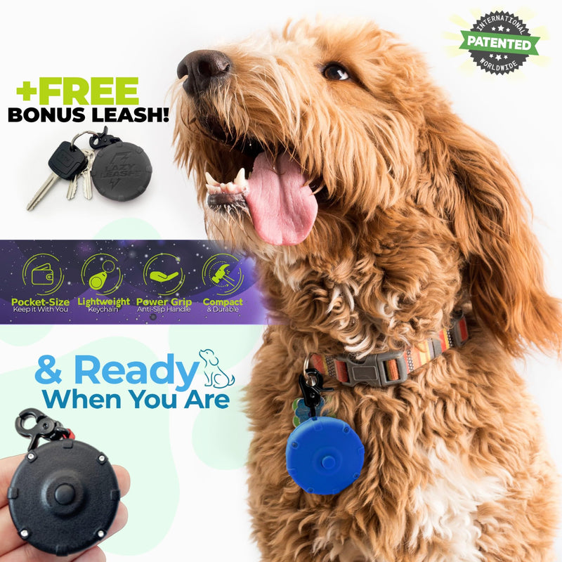 Mini Clip-On Power Leash Set – 2pc Heavy-Duty, Lightweight, Compact, Durable, Waterproof, Wearable, Adjustable Lead for Off-Leash Walking, Hiking, Training, Travel & Hands-Free Dog Control Gray+Bonus - BeesActive Australia