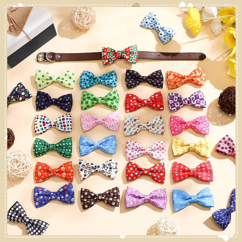 60 Pcs Paw Bone Print Dog Collar Bow Ties Bulk Dog Bowtie Dog Accessories Puppy Bows Detachable Collar Charms Grooming Supplies for Small Medium Large Dogs Cat Pet Costume - BeesActive Australia