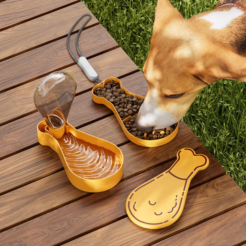 Puppy Traval Bowl, Food and Water Dispenser, 180ml Water Bottle, 90g Food Container, Slow Feed Design, Portable for Outdoor, Hiking and Camping, Puppy Essentials. (Brown) Brown - BeesActive Australia