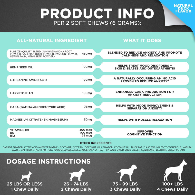 Googipet Daily Hemp Calming Chews for Dogs - Separation Anxiety Relief for Dogs, Non-Drowsy Dog Calming Chews Dog Anxiety Relief Treats with Valerian Root, & Hemp