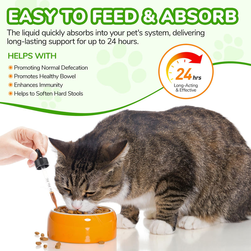 Cat Constipation Treatment 60ml, Cat Probiotic Supplements, Vitamins for Cats with 6 Probiotics, Help Digestive Support Gut Health, Improve Immunity, Cats Constipation Relief for All Breed Size Age 1 PC 60 ml