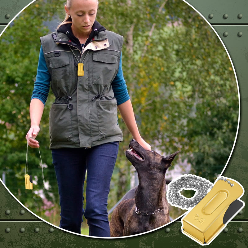 3 Pieces Dog Training Clicker Necklace Signaling Cricket Clicker Brass Pet Training Clicker for Puppy Dogs Cat(Gold) Gold - BeesActive Australia