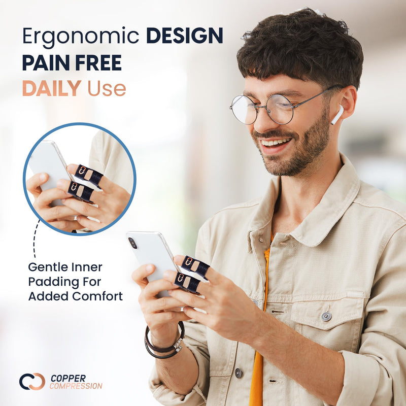 Copper Compression Finger Splints, Trigger Finger Brace for Arthritis, Tendonitis, Finger Locking, Sprains, and Pain Relief – Adjustable Copper Infused Splint with Comfortable Breathable Support – 2 Pack - BeesActive Australia