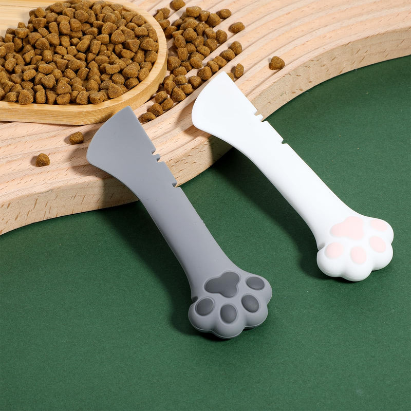 Molain 2 PACK Dog Cat Food Spoon, Silicone Cat Food Spoon for Wet Food, Cat Food Spatula with Can Opener, Cat Spoons for Wet Food, Reusable Cat Spoon for Dog Cat Canned Food (White, Gray) - BeesActive Australia
