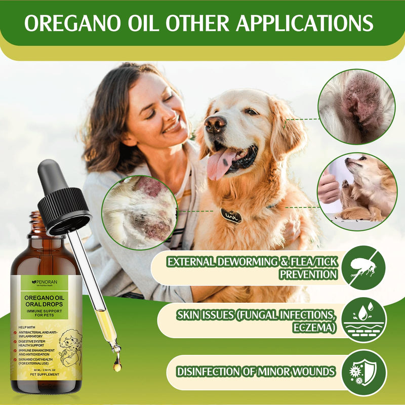 Natural Oregano Oil for Dogs, Flea & Tick Control | Allergy & Itch Relief | Fungal/Eczema Relief | | Immune Support | Digestive Relief | Antioxidant | Oral Care | Wound Disinfection