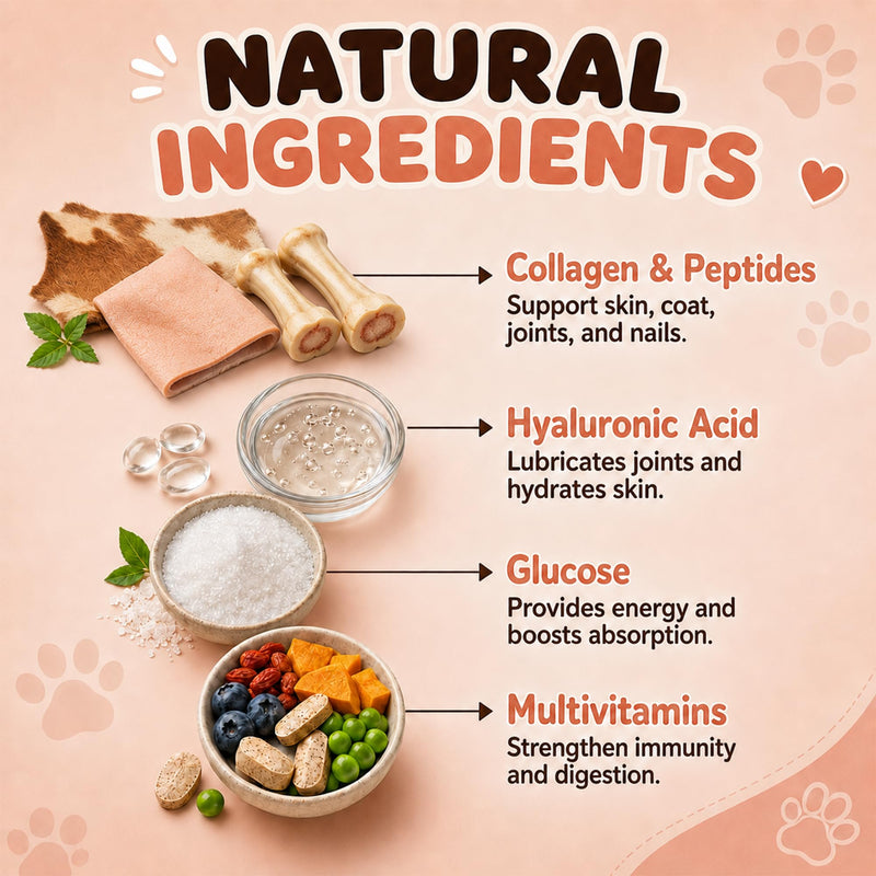 Collagen for Dogs, 60ml Dog Hydrolysed Liquid Collagen Supplement for Daily Nutrition – Skin & Coat Support
