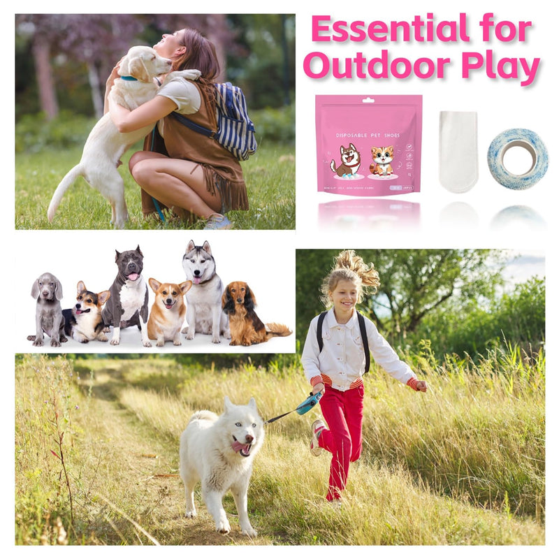 Disposable Dog Boots & Paw Protectors Cat Dog Shoes with Self-Adhesive Bandage Dog Booties for Paw Protection Dog Feet Covers Shoes Waterproof Pets Boots for Medium Dogs and Cat - BeesActive Australia