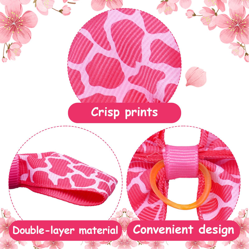 24PCS Big Dog Hair Bows with Rubber Band with Rubber Band Random Pattern for Large XL Breed Bowknot Topknot Grooming Hair Accessories Pink - BeesActive Australia