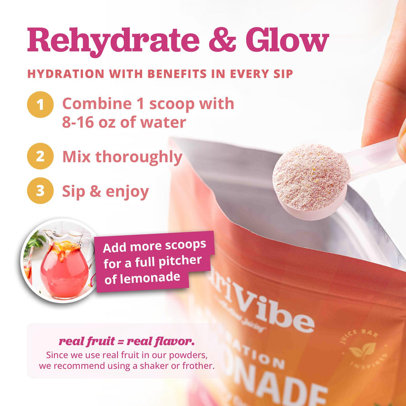 PuriVibe Hydration Lemonade Electrolyte Powder, Strawberry Dragonfruit | Juice Bar-Inspired Hydration Lemonade with Gentle Electrolytes, Real Fruit Powders, Hibiscus, Acerola, and Vitamin C