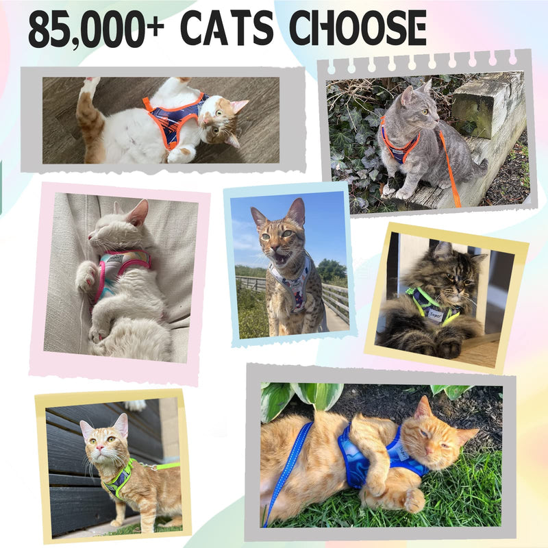 Supet Cat Harness and Leash Set Stylish Escape Proof Cat Vest Harness Adjustable Breathable Pet Harness with Reflective Trim Step-in Cat Leash and Harness for Cats Puppies M（Chest:11.0-18.3'' Pink M（Chest:11.0-18.3'') - BeesActive Australia