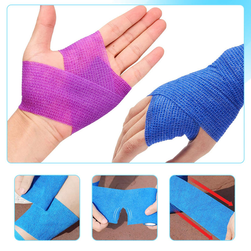 SCBOY self-adhesive bandage 12 rolls bandage self-adhesive 10cmx4.5m multicolored elastic self-adhesive bandage for stretch athletes wrist ankles, animals - BeesActive Australia