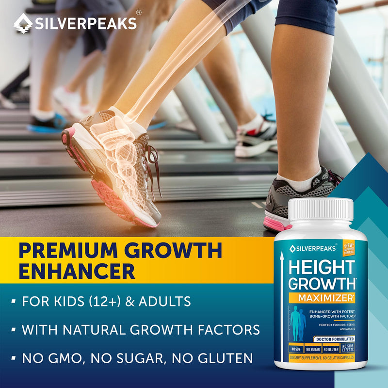 Bone & Natural Growth Support for Kids & Teens - 60 pcs (2-Pack) | Calcium, Zinc, Vitamin D3 - Bone Strength & Joint Support - with L-Arginine, Glutamine, Creatine, GABA - Hormone Free 60 Count (Pack of 2)