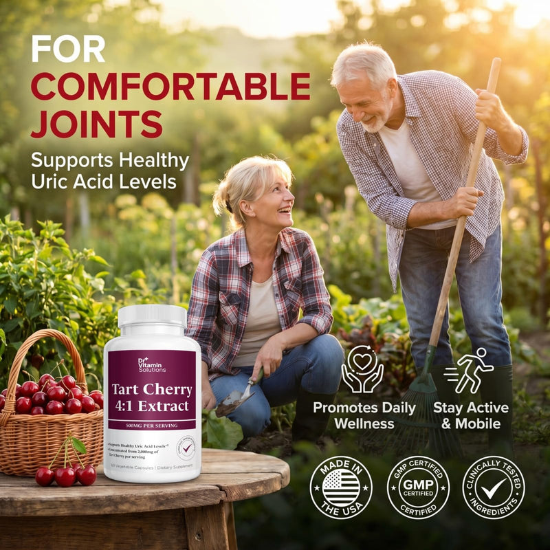Tart Cherry Extract Capsules 2000 mg - Joint and Sleep Support Supplement | 4:1 Concentrated Formula, Uric Acid and Antioxidant Support, 60 Vegetable Capsules, 30 Day Supply, Non-GMO, Made in USA