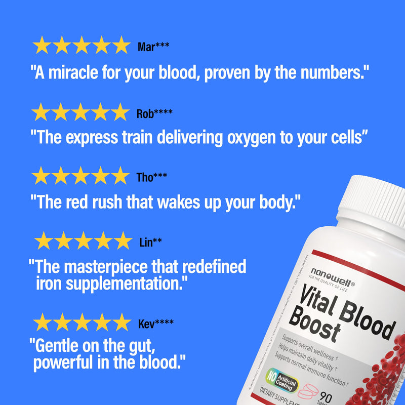 Vital Blood Boost – Dietary Supplement with Iron, Selenium, Zinc, Vitamin B12 & Folic Acid – 90 Tablets, 90 Day Supply 90 Count (Pack of 1)