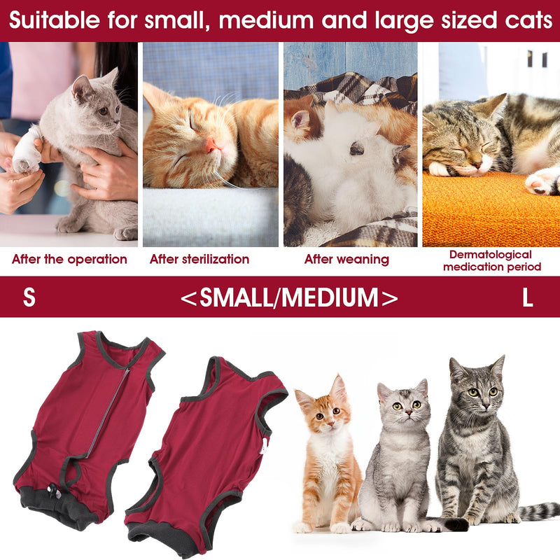 cobee Professional Cat Recovery Suit for Abdominal Wounds or Skin Diseases Kitten Surgery Recovery Suit E-Collar Alternative for Cats and Dogs Post Surgery (Size M Red) Size M Red - BeesActive Australia