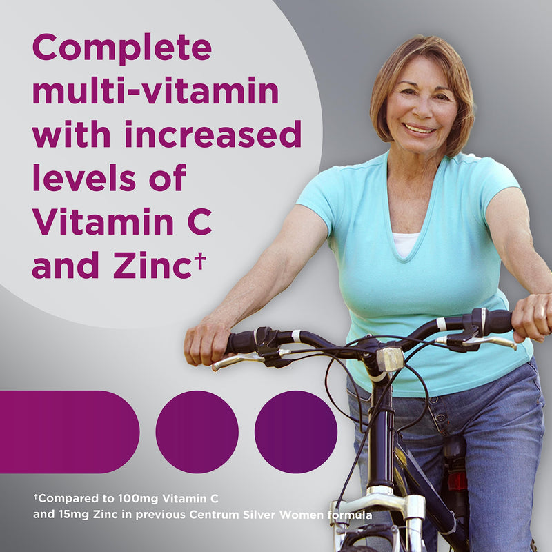 Centrum Silver Women's Multivitamin for Women 50 Plus, Multivitamin/Multimineral Supplement with Vitamin D3, B Vitamins, Non-GMO Ingredients, Supports Memory and Cognition in Older Adults - 100 Ct 100 Count (Pack of 1) - BeesActive Australia