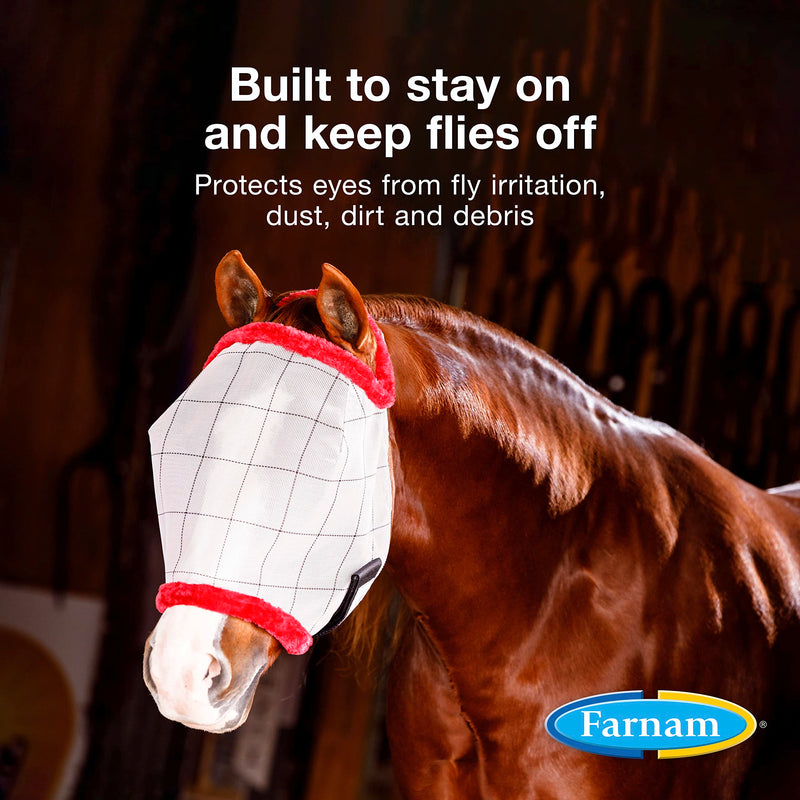 Farnam SuperMask II Fly Mask without Ears for Larger Horses, Full Face Coverage and Eye Protection from Insect Pests, Structured Classic Styling Mesh with Plush Trim, XL Size X-Large - BeesActive Australia