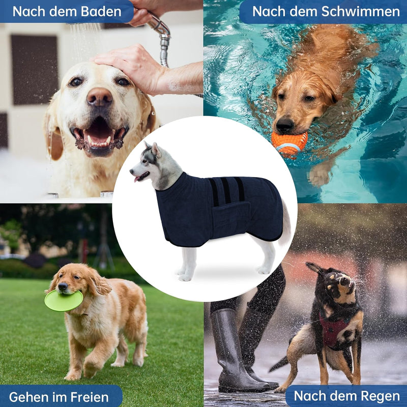 WUFANC dog bathrobe, dog bathrobe made of microfiber, extra absorbent and quick-drying, dog bathrobe with Velcro fastener and adjustable shrink strap for large, medium and small dogs (XXL) XXL - BeesActive Australia