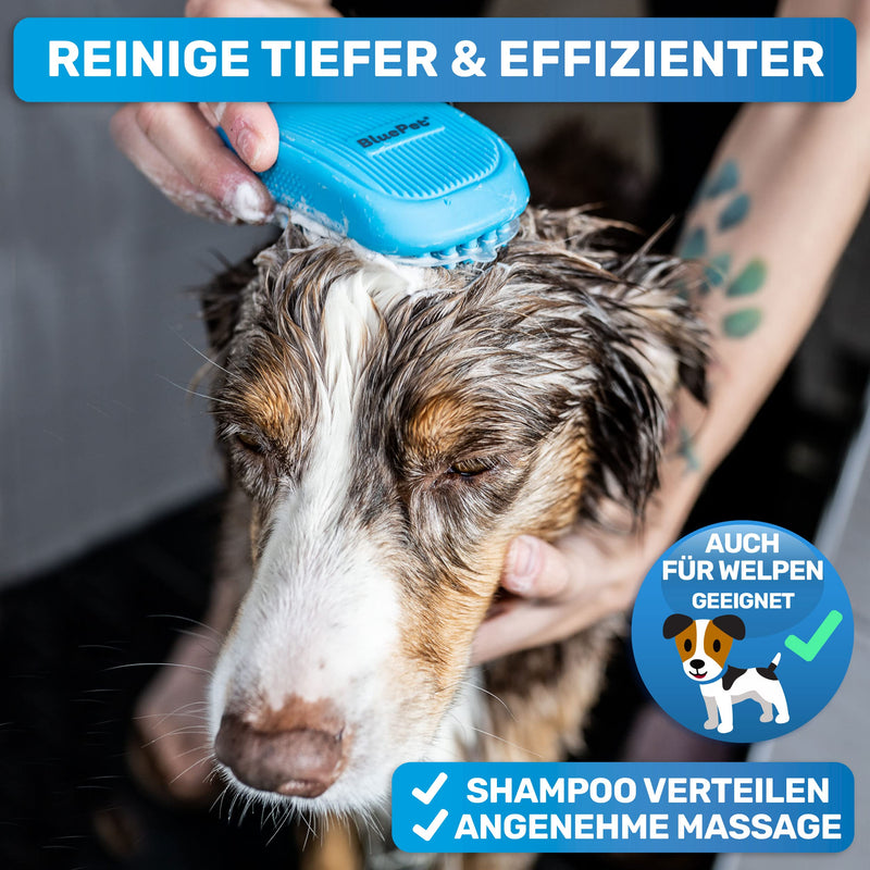 BluePet FellFein bath brush rubber curry comb for short-haired dogs and cats with massage effect - removes loose top hair, dust and dirt - ideal bath curry comb - BeesActive Australia