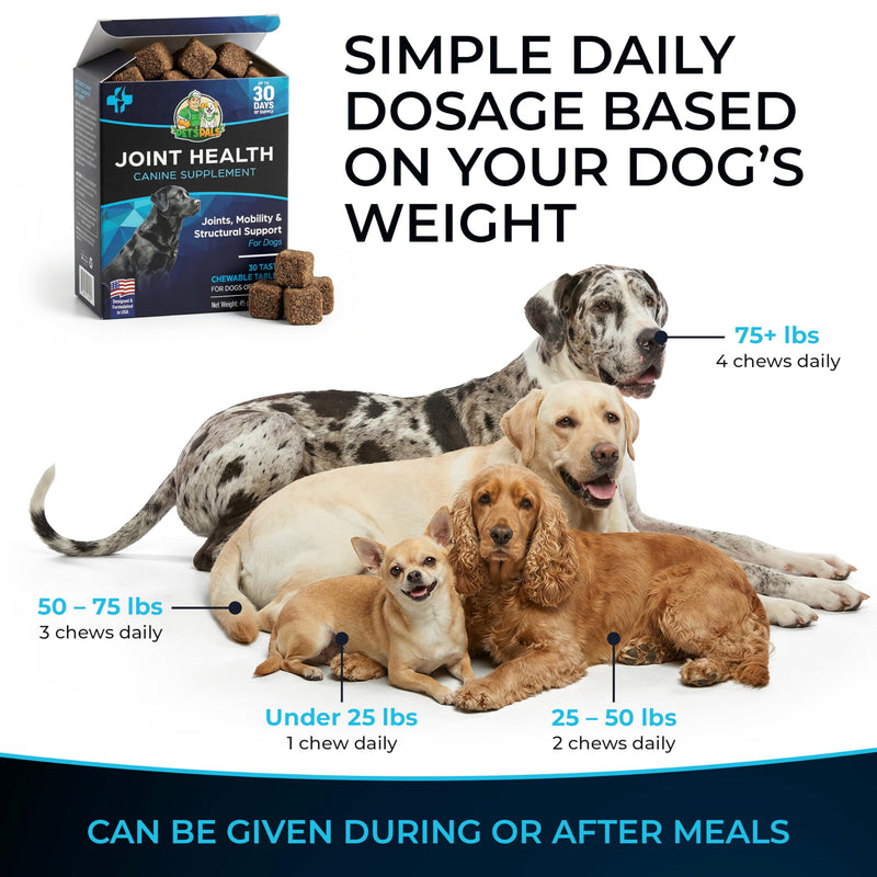 PET'S PALS Dogs Joint Health Supplement - Glucosamine, Chondroitin & MSM - Supports Healthy Joints - Chewable Tablets for Dogs - 30 Soft Chews