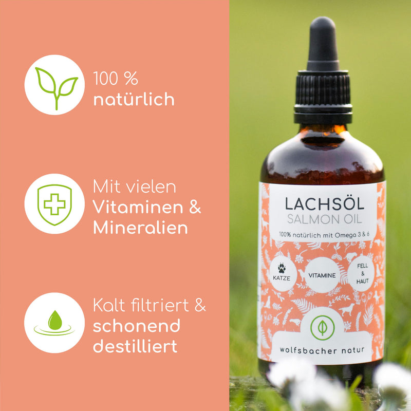 Salmon oil for cats with Omega 3 & 6 I 100ml Norwegian, natural salmon oil from Atlantic sea salmon I High-dose supplement for cats 100ml cat - BeesActive Australia