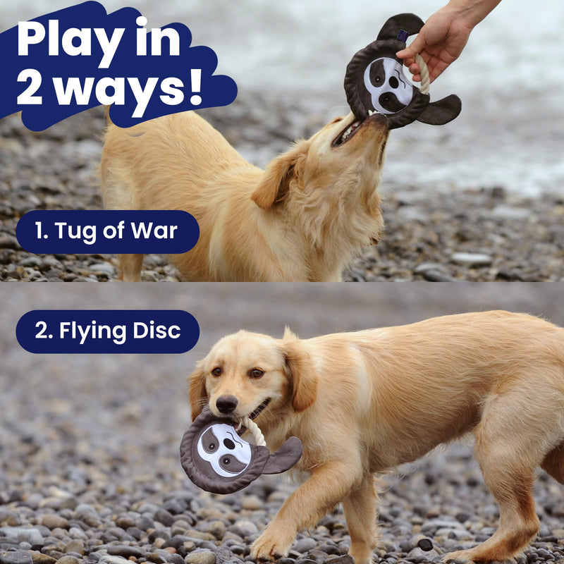 Flying Disc Tug-of-War Toy, Eco-Friendly Recycled Material, Squeaker Toy for Medium and Large Dogs, for Throwing & Fetching 8.5" Diameter (Tough Tiger) Tough Tiger - BeesActive Australia