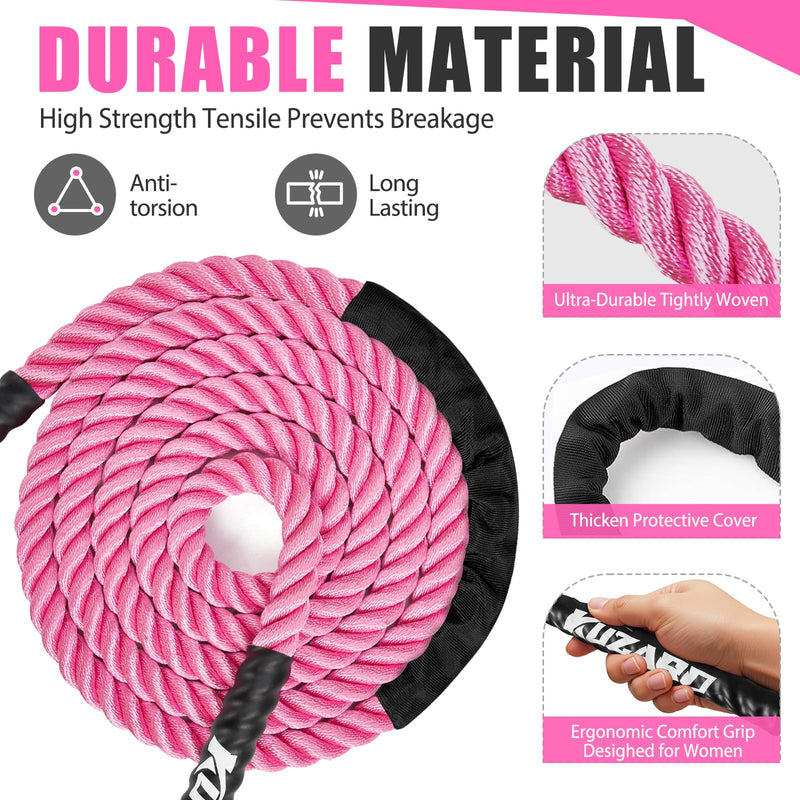Jump Rope, Weighted Jump Rope for Women, Heavy Jump Ropes for Fitness, Home Gym Exercise Equipment, Adult Skipping Rope for Improve Strength, Weight Loss, Boxing Training,Total Body Workout Equipment Pink 1.5lb