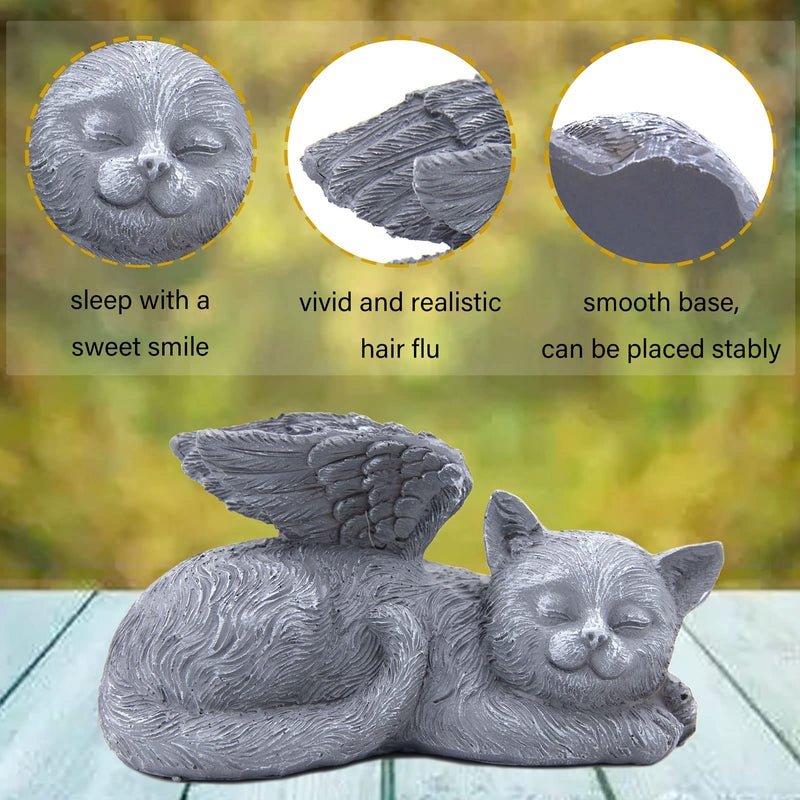 LhyBtm Cat Angel, Sleeping Cat, Sleeping Angel Cat, Grave Decoration for Cats, Angel Wings for Pets, Memorial Stone Cat, Resin Grave Decoration Statue for Home (11.7 x 6.1 x 5.8 cm) - BeesActive Australia