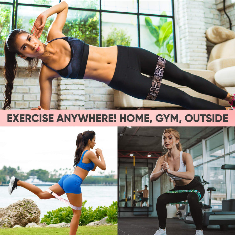 Fabric Resistance Bands Set of 3 - Premium Quality Resistance Booty Bands with Mesh Carry Bag - 3 Strength Levels - Non-Slip Anti-Rolling Design - Build Muscle, Burn Calories, Sculpt and Tone