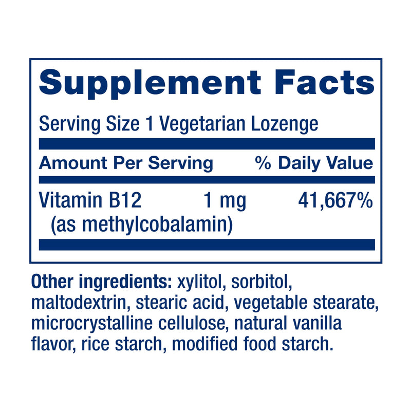 Life Extension Vitamin B12 Methylcobalamin, Nerve Health Supplement, Cognitive Support, Energy Vitamin, methylcobalamin B12, 1 mg, Quick-Dissolving, Vegetarian, 60 lozenges | Nerve Health Supplement with Cognitive Support & Energy Vitamin Benefits, Qui...