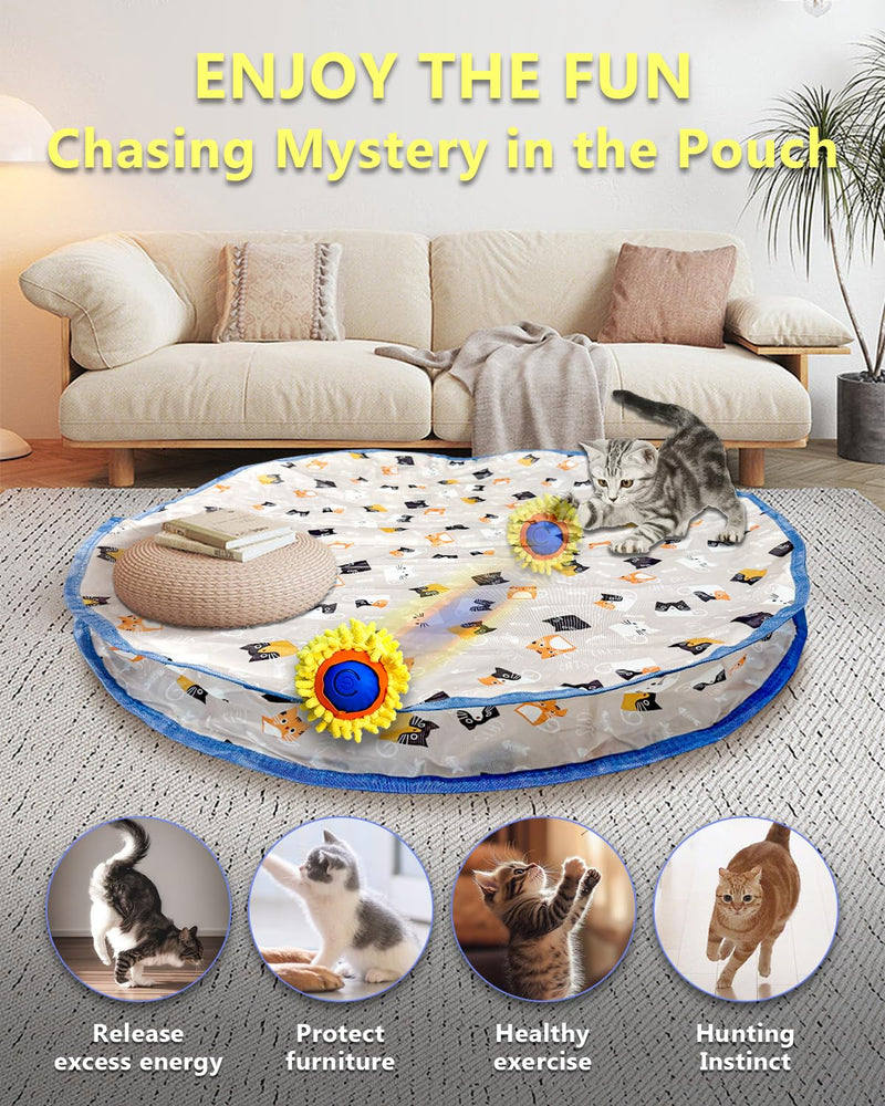 Interactive Cat Toys for Indoor Cats, Automatic Motion Cat Ball Toy with Play Pouch, Hide and Seek Cat Toy with Plush Shell, Rechargeable Kittens Toy, Simulated Hunting Cat Toys - BeesActive Australia