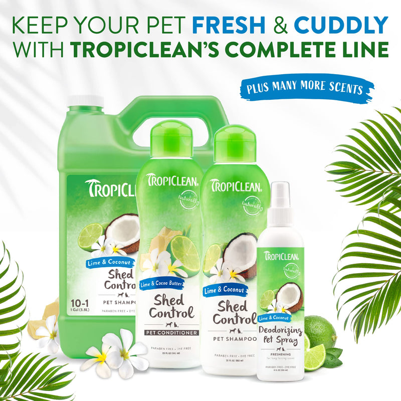 TropiClean Deshedding Cat & Dog Conditioner, Puppy & Kitten Safe, Reduces & Softens Coat, Lime & Coconut Scent, Made in the USA, 20oz. Lime & Cocoa Butter 20 Fl Oz (Pack of 1) - BeesActive Australia