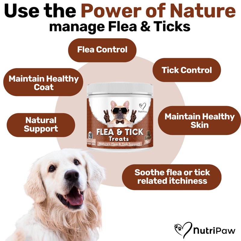 NutriPaw Flea and Tick Chews for Dogs - Natural Flea and Tick Supplement, Oral Flea Chews, No Harsh Pesticides, Natural Way to Enjoy The Spring & Summer - Bacon Flavour - For All Breeds