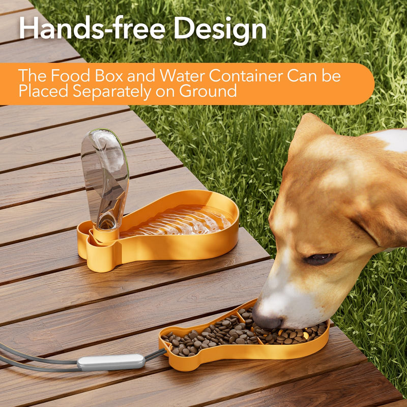 Puppy Traval Bowl, Food and Water Dispenser, 180ml Water Bottle, 90g Food Container, Slow Feed Design, Portable for Outdoor, Hiking and Camping, Puppy Essentials. (Brown) Brown - BeesActive Australia