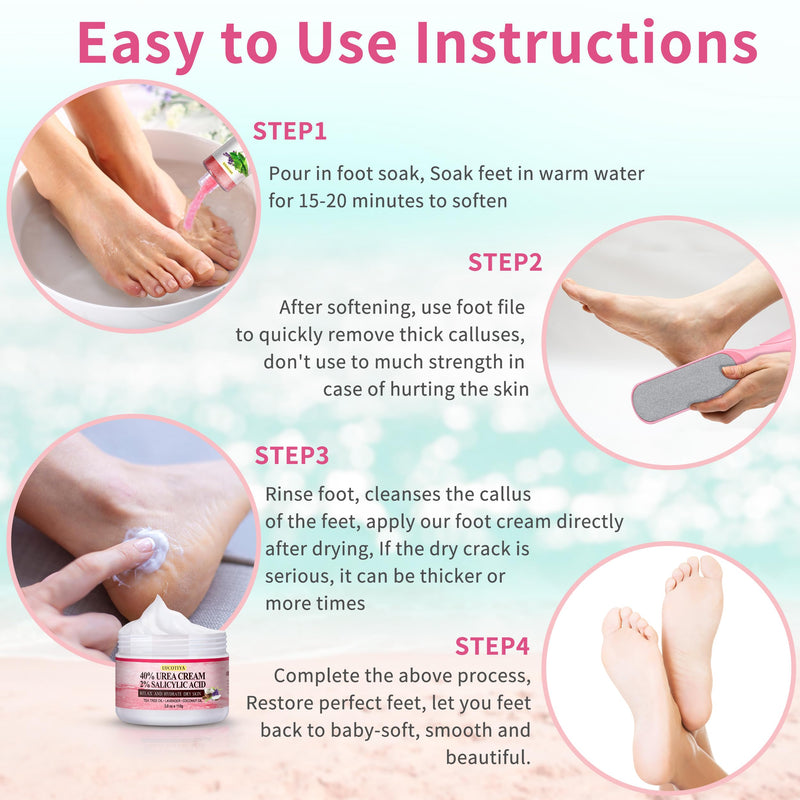 LUCOTIYA Pedicure Kit Foot Spa Soak Set Callus/Cuticle Remover File, Dead Skin Urea Cream for Feet Aloe Lavender Pedicure Supplies for Dry Cracked Feet for Women Men ﻿ - BeesActive Australia