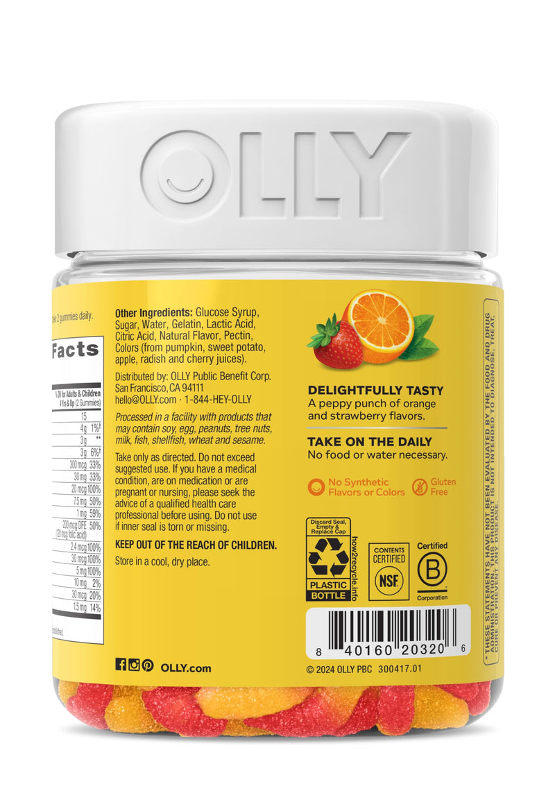 OLLY Kids Multi Gummy Worms, Overall Wellness & Immune Support - 100 Count Bottle 100 Count (Pack of 1)