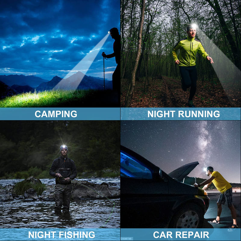 Bud K LED Headlamp USB Rechargeable, Head Lamp XHP70 Super Bright 1080 Lumen with 5 Modes, Batteries Included, Zoomable, Waterproof Headlight for Camping Hunting Running Fishing Biking Black