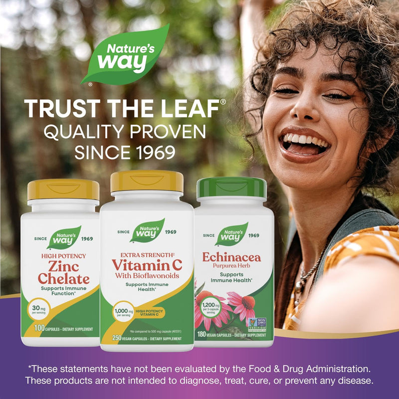 Nature's Way Extra Strength(1) Vitamin C with Bioflavonoids, Supports Immune Health*, Promotes Collagen Production for Healthy Skin*, 1,000 mg per Capsule, 250 Vegan Capsules (Packaging May Vary) 250 Count (Pack of 1)