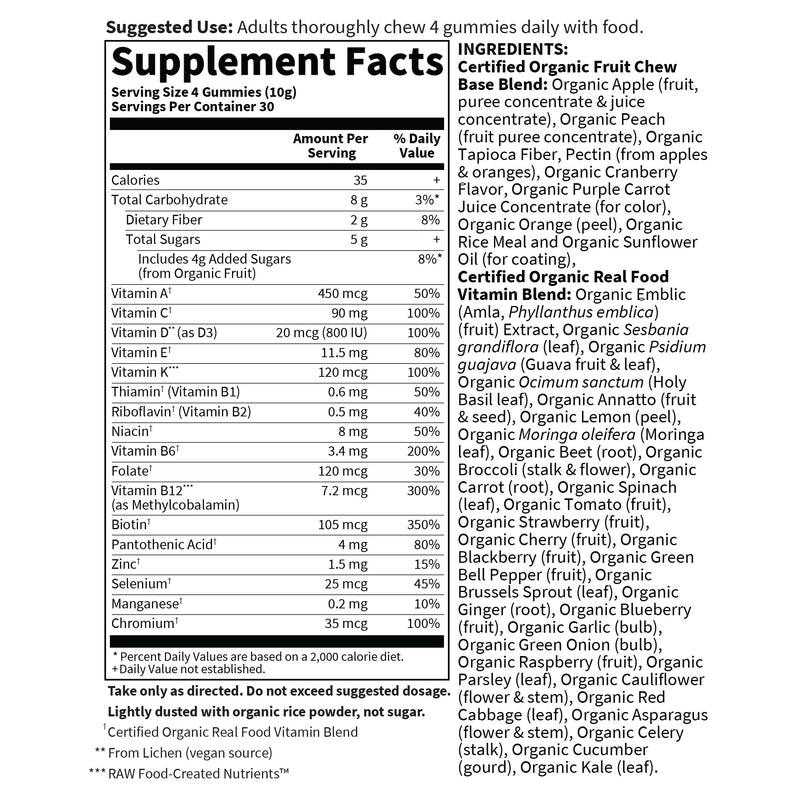 Garden of Life Organics Men's Gummy Vitamins - Berry - Certified Organic,Non-GMO,Vegan,Kosher Complete Multi - Methyl B12,C & D3 - Gluten,Soy & Dairy Free,120 Real Fruit Chew Gummies,(Pack of 2) 120 Count (Pack of 2)