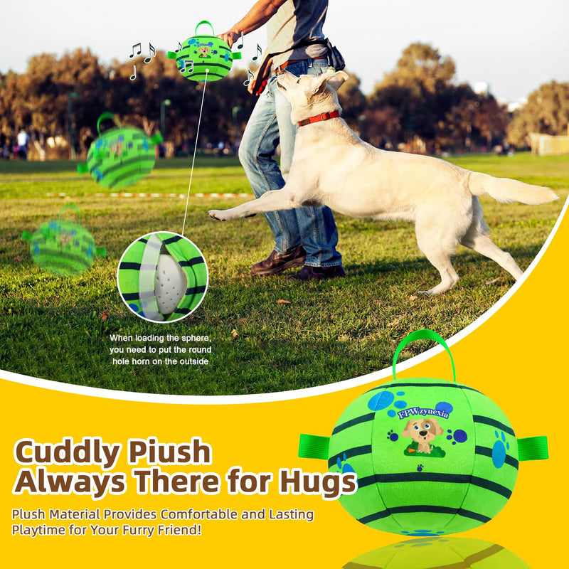 Interactive Dog Toys，Squeaky Dog Toy Support Bluetooth connection，Active Rolling Bouncing Dog Ball with Straps，Interactive Dog Toys for Boredom，Keep Them Busy Dog Toy Jumping Music Mode for Medium 5.51 inch Green - BeesActive Australia