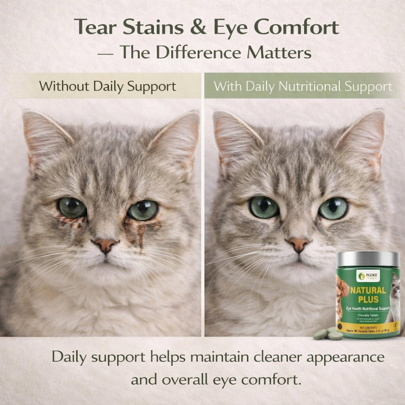 Natural Plus Eye Health Chewable Tablets for Pets, Tear Stain Support Supplement for Cats & Dogs, 90 Count