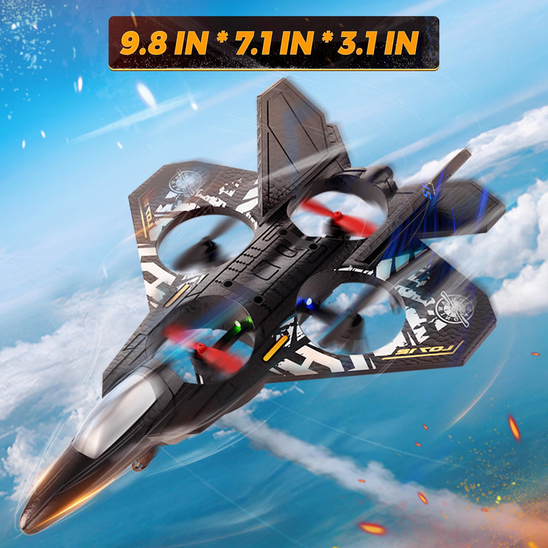 BEZGAR Drones for Kids | 2.4GHZ RC Plane, Remote Control Airplane, RC Helicopter, 360° Flip Fighter Jet Toy with Colorful LED Navigation Light Blue - BeesActive Australia