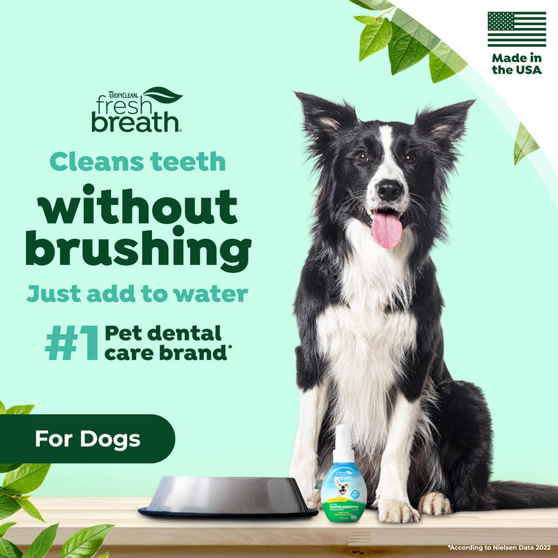 TropiClean Fresh Breath Dental Water Additive Concentrate | Dog Teeth Cleaning | Dog Breath Freshener | Dog Dental Care| Made in the USA | 2.2 oz. 2 fl oz (Pack of 1) - BeesActive Australia
