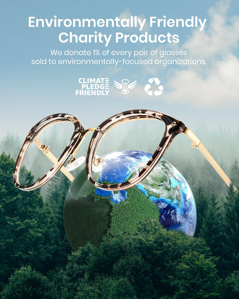 Cyxus Blue Light Glasses for Women, Blue Light Blocking Eyeglasses for Women, Round Computer Eyewear Anti Eye Strain Glasses 1-leopard 8169 clear - BeesActive Australia