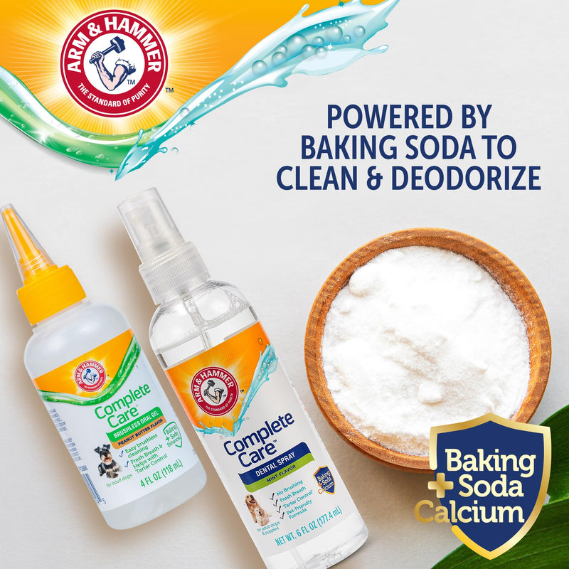 Arm & Hammer Complete Care Brushless Dental Kit for Dogs – Includes No-Brush Oral Gel + Dog Dental Spray, Fresh Breath, Tartar Control, Baking Soda Enhanced Dental Dog Supplies, 4 Fl Oz Each Dental Kit - Peanut Butter & Mint 4 Fl Oz (Pack of 2)