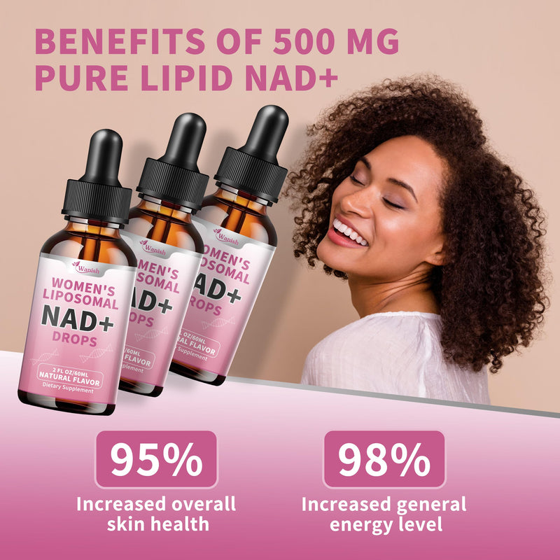 Wanish Liposomal NAD Supplements for Women, Pure 500mg NAD Nicotinamide - Cell Regeneration，Energy & Metabolism Support, Vegan,Sugar Free，Additives Free，6 Fl Oz 2 Fl Oz (Pack of 3)