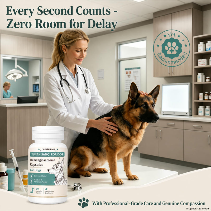 Yun nan Sanqi Capsules for Dogs - Pure Root Powder with Ajuga for Hemangiosarcoma, Hemoabdomen, Pericardial Effusion, Ulcer-Related Bleeding, Cancer Bleeding, Severe Bruising - 90 Capsules